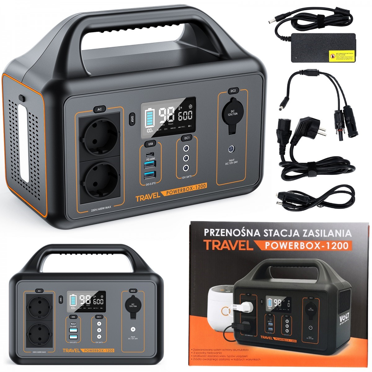PORTABLE POWER STATION TRAVEL-POWERBOX-OPTI-1200 461 Wh 600 W – pilt 6