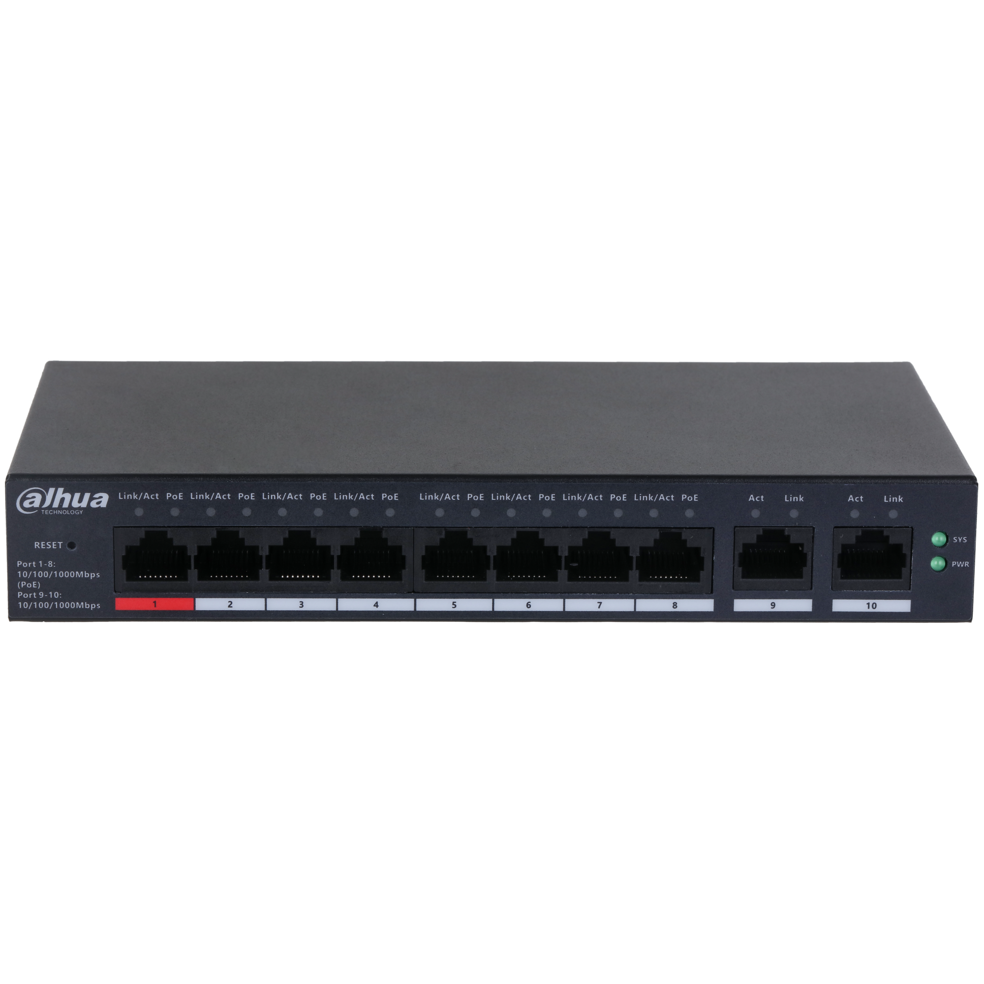Dahua CS4010-8GT-110 10-Port Cloud Managed Desktop Gigabit Switch with 8-Port PoE – pilt 2