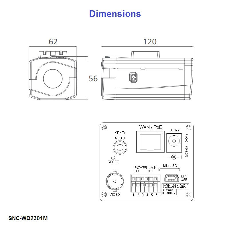 SHANY 1.3MP box kaamera, WDR, M-DN, CMOS, H.264, 12V/PoE – pilt 2