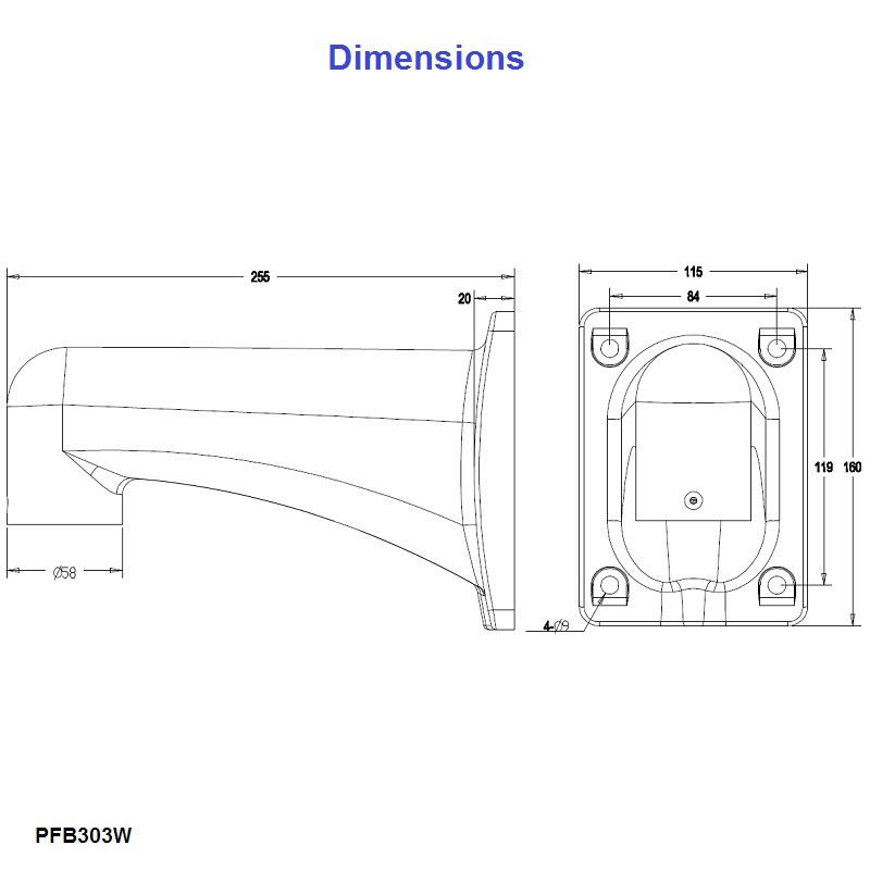 Dahua kuppelkaamera seinakinnitus PFB303W – pilt 2