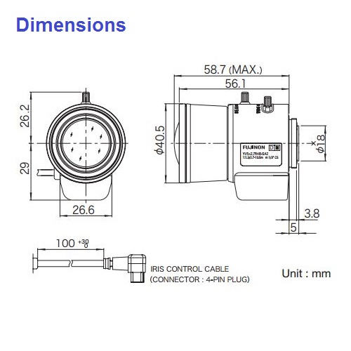 Fujinon 2.7 ~ 13.5 mm DN AI objektiiv 1/3" F1.3 – pilt 2