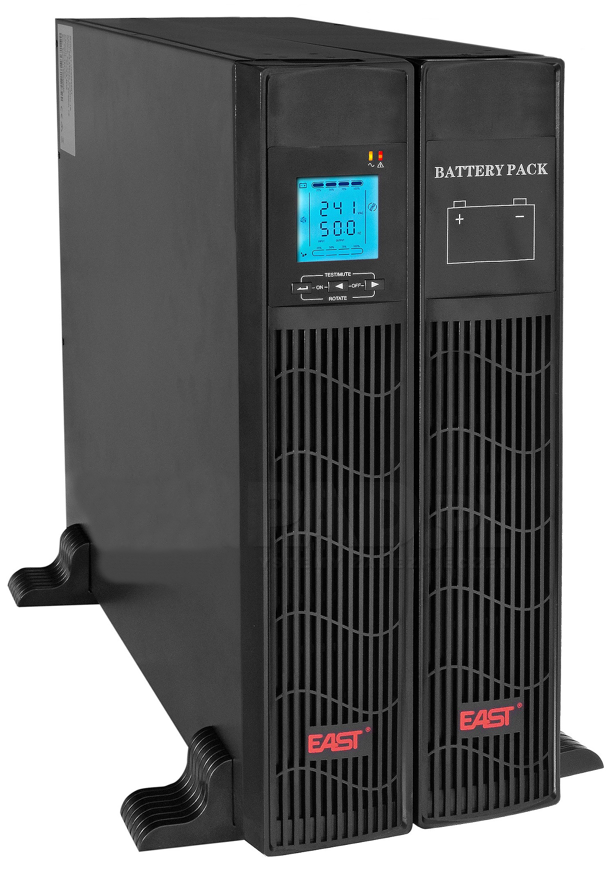 EAST EA903PHRT online UPS koos 96 V akukapiga, mõlemad püsti tornina