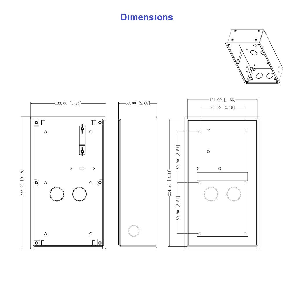 Dahua VTM127 Aluminum flush mounting box for VTO4202F-X Series – pilt 2