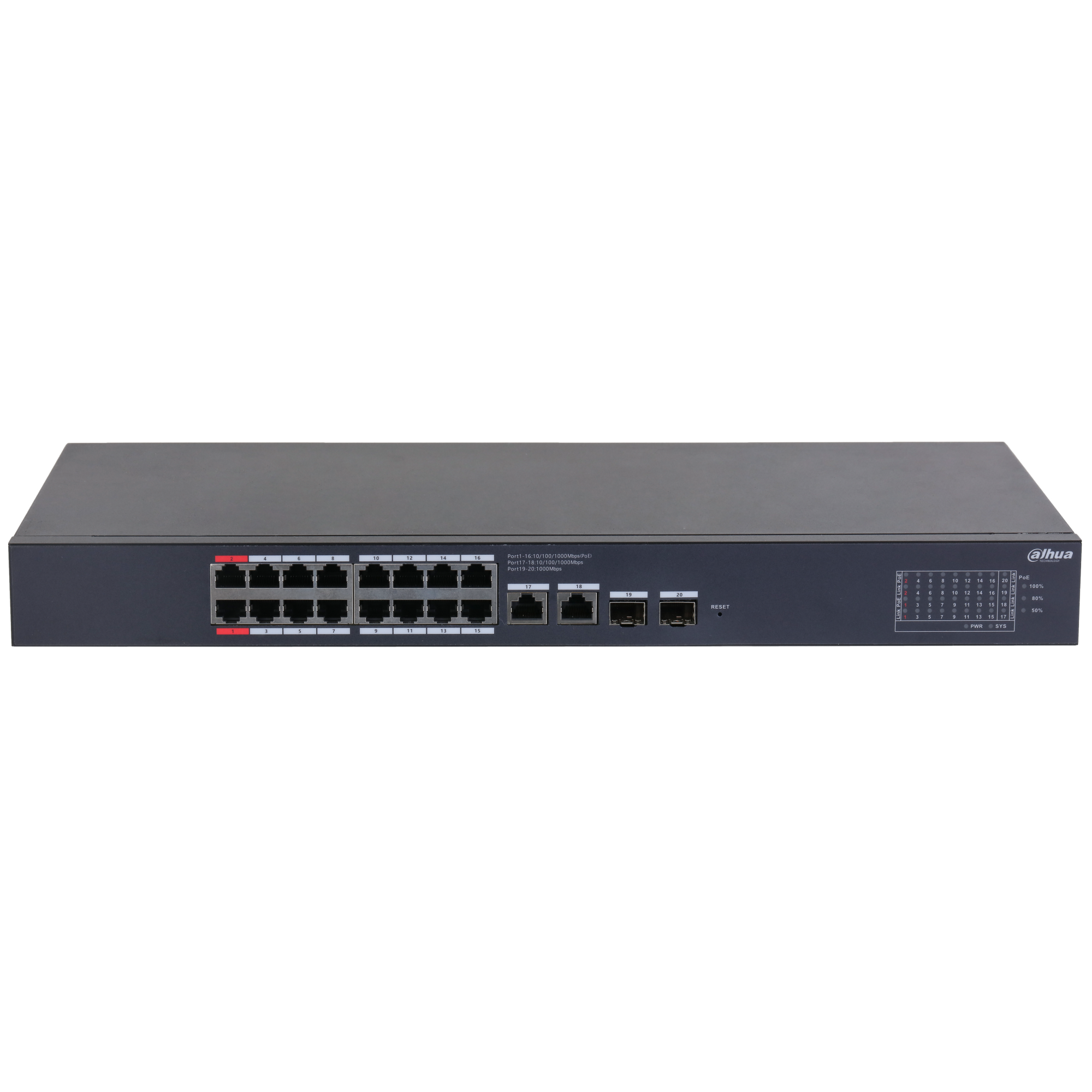 Dahua CS4220-16GT-190 20-Port Cloud Managed Desktop Gigabit Switch with 16-Port PoE – pilt 2