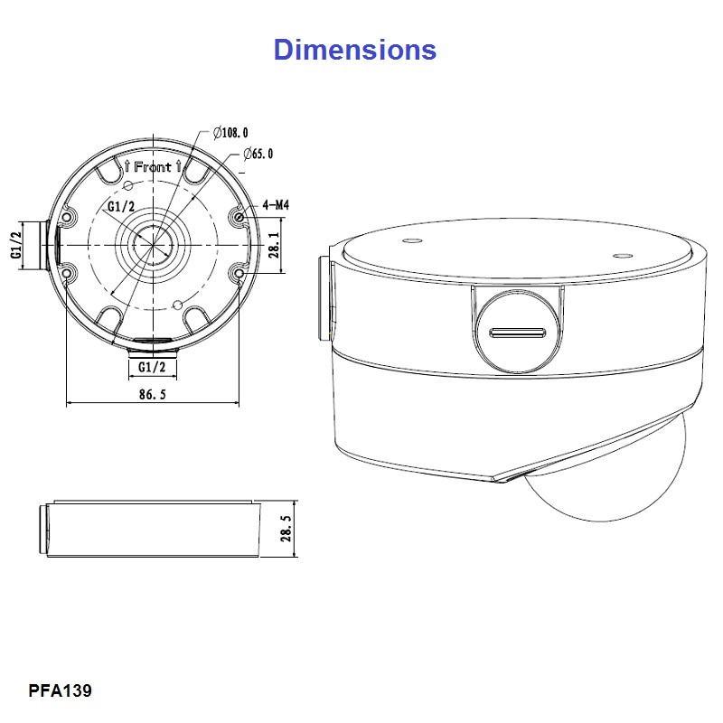 Dahua camera mount base PFA139 – pilt 2