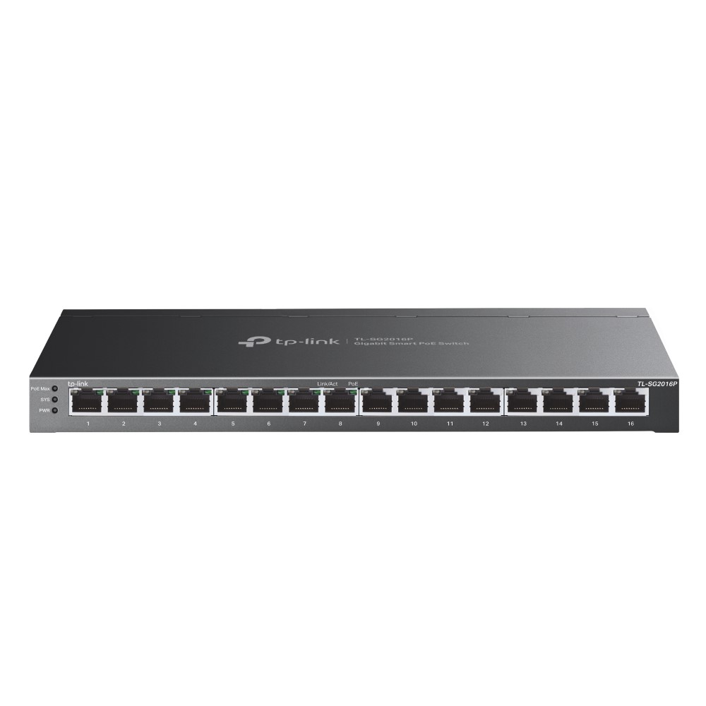 TP-Link TL-SG2016P JetStream 16-Port Gigabit Smart Switch with 8-Port PoE+ 120W