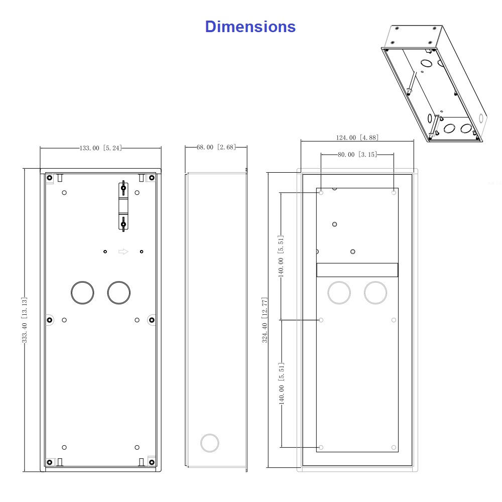 Dahua VTM128 Aluminum flush mounting box for VTO4202F-X Series – pilt 2