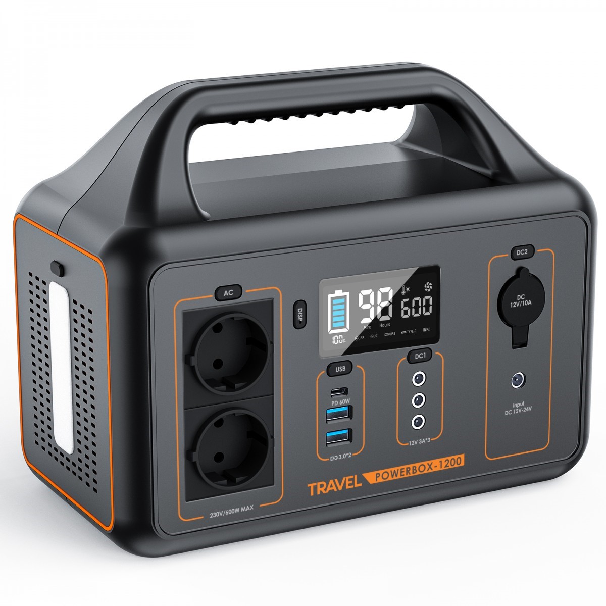 PORTABLE POWER STATION TRAVEL-POWERBOX-OPTI-1200 461 Wh 600 W – pilt 2