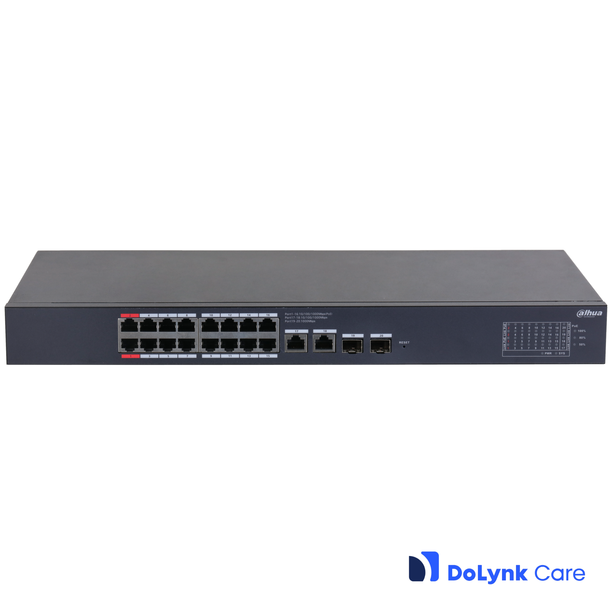 Dahua CS4220-16GT-240 20-Port Cloud Managed Desktop Gigabit Switch with 16-Port PoE – pilt 2