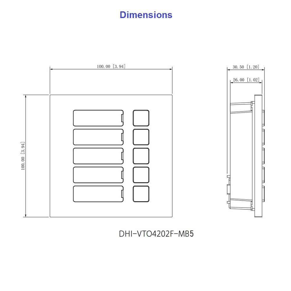 Dahua VTO4202F-MB5 5 nupuga moodul modulaarsele VTO4202F-X video-fonosüsteemile (täismõõdus) – pilt 3