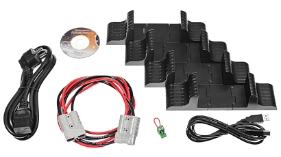 EAST EA903PHRT komplekt: toitejuhe, akukaabel, rack-siinid, USB-kaabel ja tarkvara